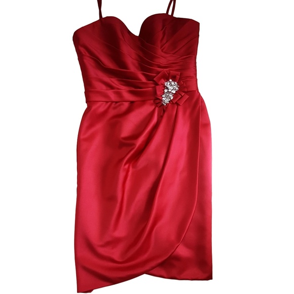 Sorella Vita Red Satin Cocktail Dress
